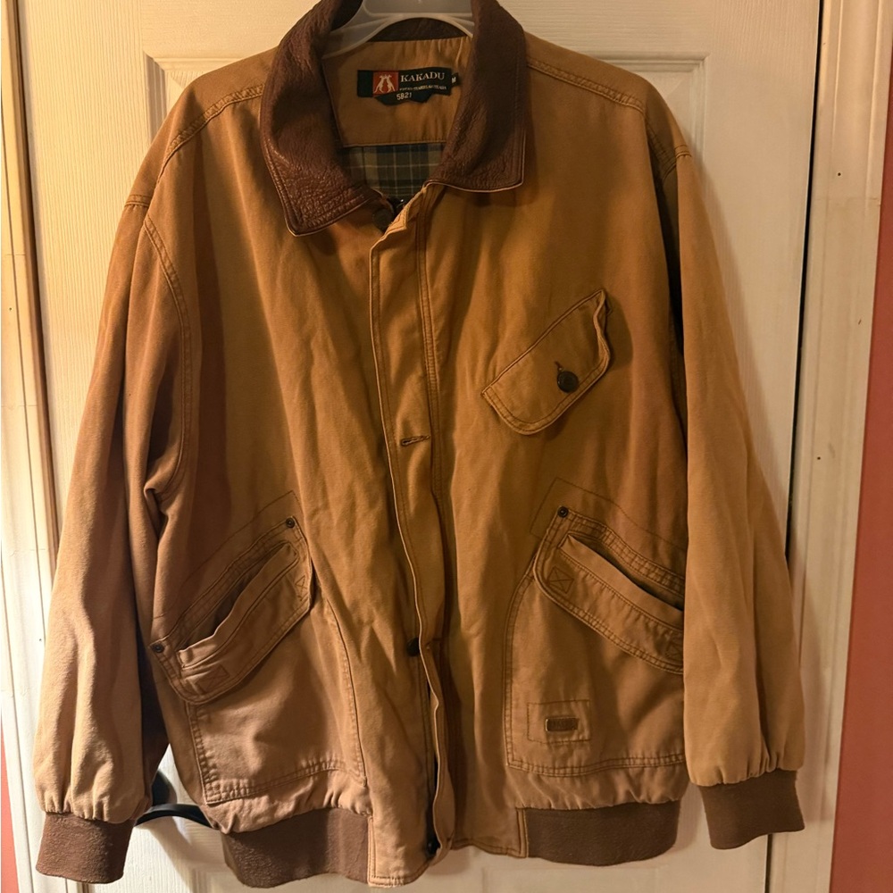 (SALE) Kakadu Australia Tan Men's Jacket with leather collar- medium